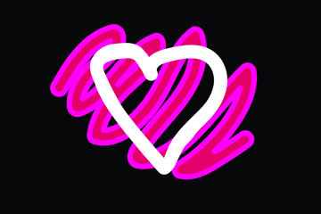 Neon heart, isolated design element.