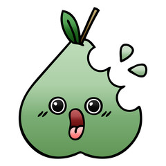 gradient shaded cartoon green pear