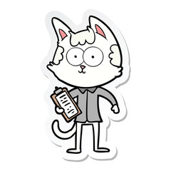 sticker of a happy cartoon salesman cat