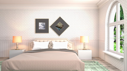 Naklejka na ściany i meble Bedroom interior. 3d illustration