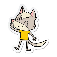 sticker of a friendly cartoon wolf
