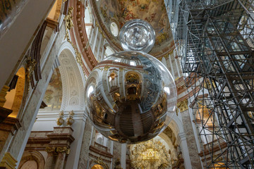 Vienna, Austria - February 2019: Beautiful view of Karlskirche's at inside of a famous catholic...