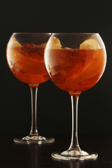 Glasses with aperol spritz cocktail	