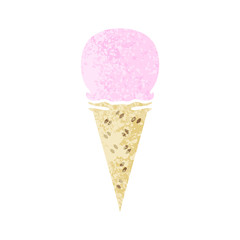 quirky retro illustration style cartoon strawberry ice cream cone