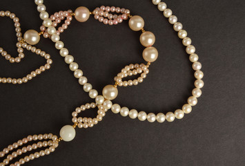 Pearl necklace on black