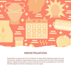 Menstruation symptoms concept banner in flat style