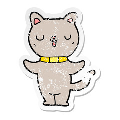 distressed sticker of a cartoon cat
