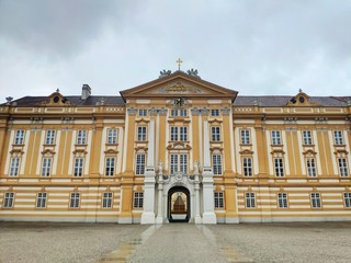 Fototapeta premium Melk,Austria - February 2019: Beutiful view of Stift Melk (Melk Abbey)