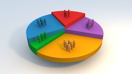Colorful radial diagram 3D render illustration