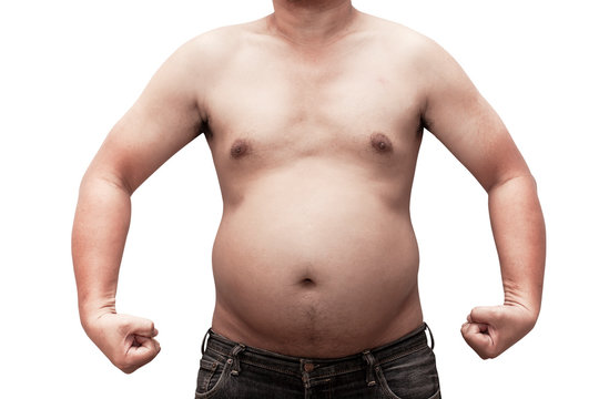 body  man fat isolated on white background 