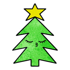 Obraz premium retro grunge texture cartoon christmas tree