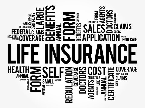 LIFE Insurance word cloud collage, healthcare concept background