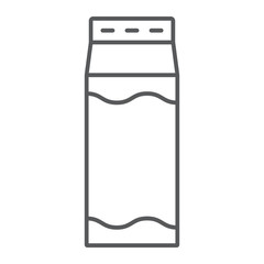 Milk thin line icon, food and drink, beverage sign, vector graphics, a linear pattern on a white background.