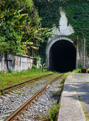 Fototapeta na wymiar abandoned rail way and stations in abkhazia