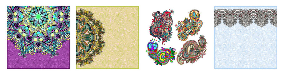 floral round pattern in ukrainian oriental ethnic style for your greeting card