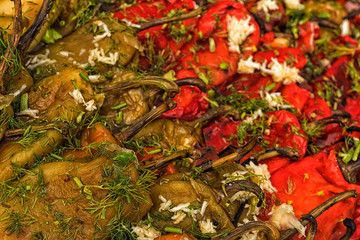 Salad roasted peppers with garlic and dill