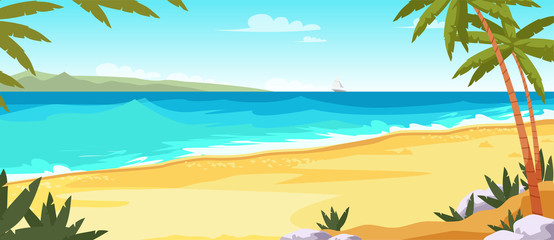 Fototapeta na wymiar Tropical island flat vector color illustration