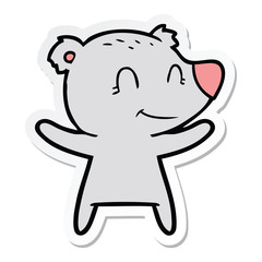 sticker of a smiling bear cartoon