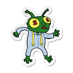 sticker of a cartoon alien spaceman