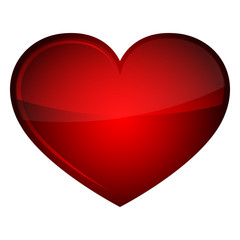 Red glossy Heart icon. Vector illustration.
