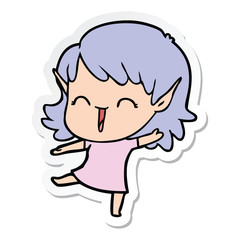 sticker of a cartoon elf girl