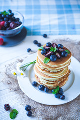 Delicious homemade pancakes with berries
