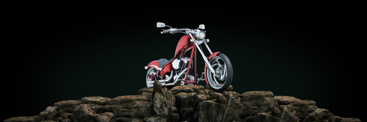 Motorcycle at sunset. 3d rendering