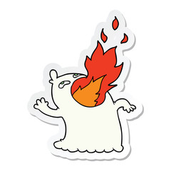 sticker of a cartoon fire breathing ghost