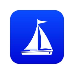 Yacht icon digital blue for any design isolated on white vector illustration