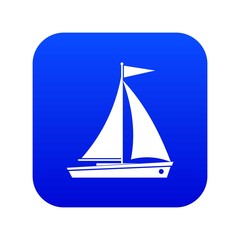 Yacht icon digital blue for any design isolated on white vector illustration
