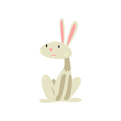 Cute White Easter Bunny Cartoon Character Vector Illustration