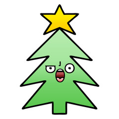 Obraz premium gradient shaded cartoon christmas tree