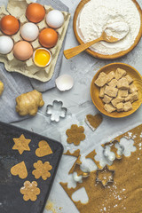 Fototapeta na wymiar Ingredients for ginger cookies. Dough for baking