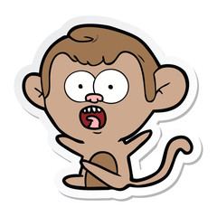 sticker of a cartoon shocked monkey
