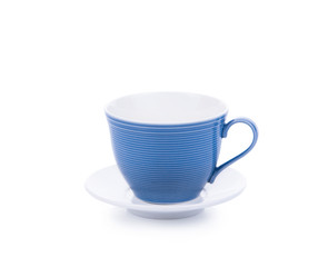 Blue coffee cup on white background