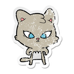 Fototapeta premium distressed sticker of a cute cartoon cat