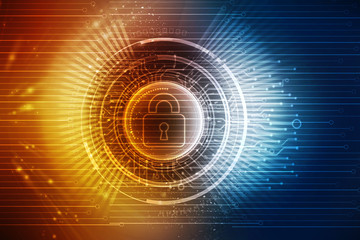 2d illustration Safety concept: Closed Padlock on digital background