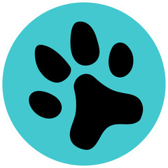 Blue Paw icon flat. Vector illustration symbol