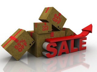 3d rendering Cardboard boxes ssale
