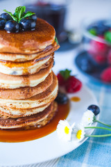 Delicious homemade pancakes with berries