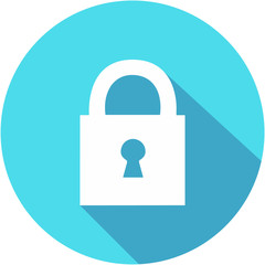 Lock flat icon. Icon vector with long shadow. Flat design style