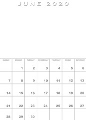 June 2020 calendar template