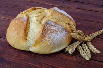 rustic bread on wooden table