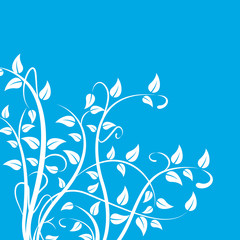 Vector spring background, poster with leaves and plants