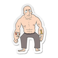 sticker of a cartoon tough man