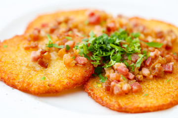 Potato pancakes with bacon