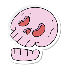 sticker of a quirky hand drawn cartoon skull