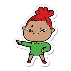 sticker of a cartoon woman