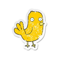 retro distressed sticker of a cartoon bird