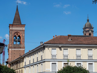 Fototapeta na wymiar Monza, Italy: cityscape with belfry